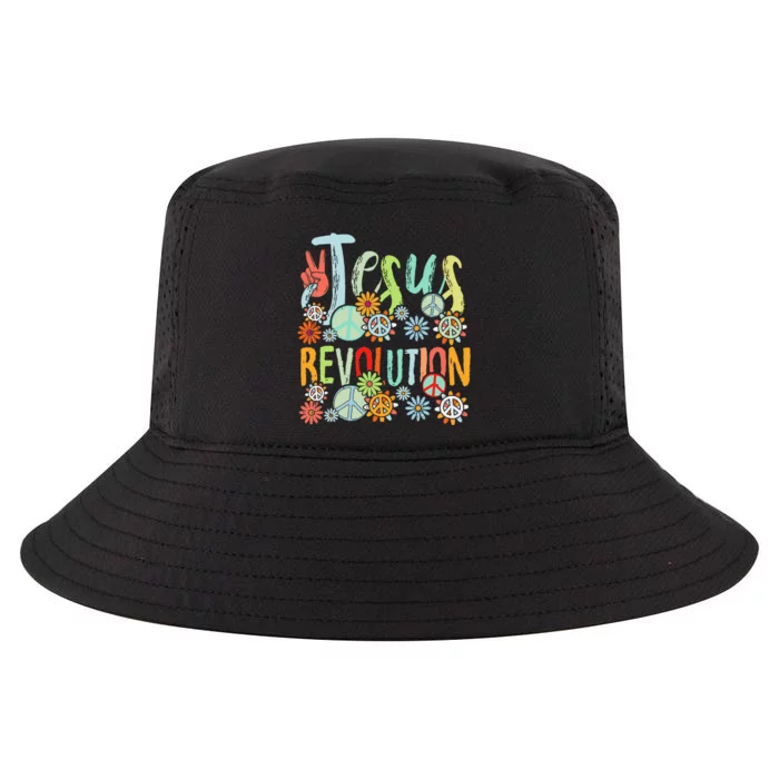 Jesus Revolution Faith Retro Groovy Flower Peace Sign Cool Comfort Performance Bucket Hat