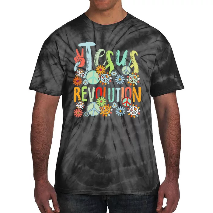 Jesus Revolution Faith Retro Groovy Flower Peace Sign Tie-Dye T-Shirt