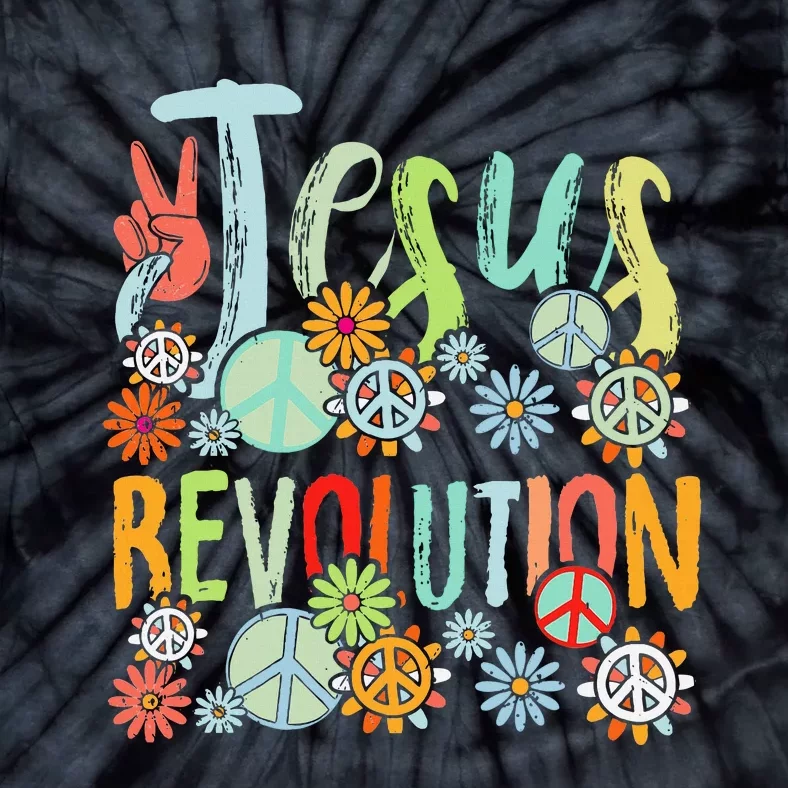 Jesus Revolution Faith Retro Groovy Flower Peace Sign Tie-Dye T-Shirt