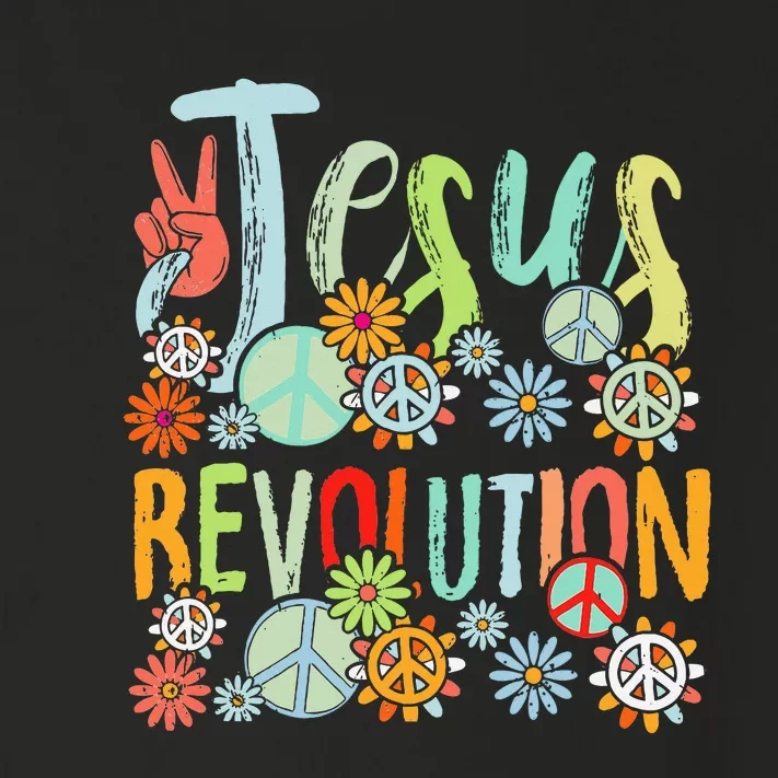 Jesus Revolution Faith Retro Groovy Flower Peace Sign Toddler Long Sleeve Shirt