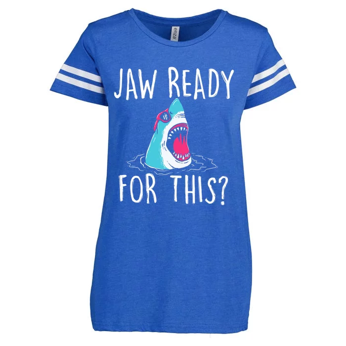 Jaw Ready For This Funny Shark Lover Ocean Wildlife Enza Ladies Jersey Football T-Shirt