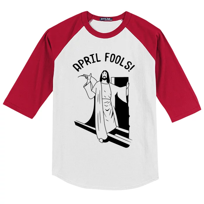 Jesus Rising From Tomb Funny Kids Colorblock Raglan Jersey