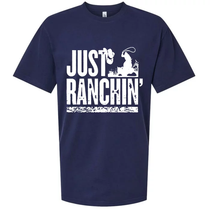 Just Ranchin' Farmer Cow Horse Cow Rodeo Lovers Meaningful Gift Sueded Cloud Jersey T-Shirt