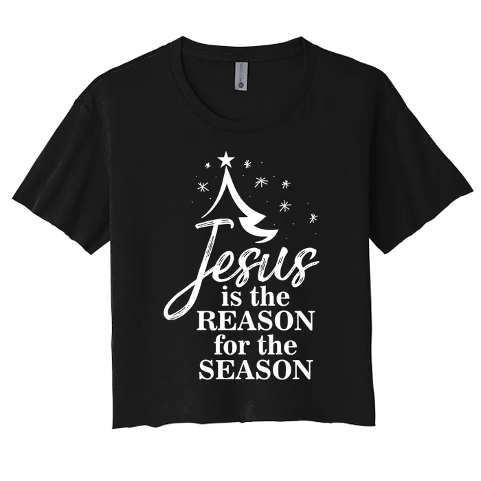 Jesus Reason For The Season Christian Christmas Spiritual Women's Crop Top Tee