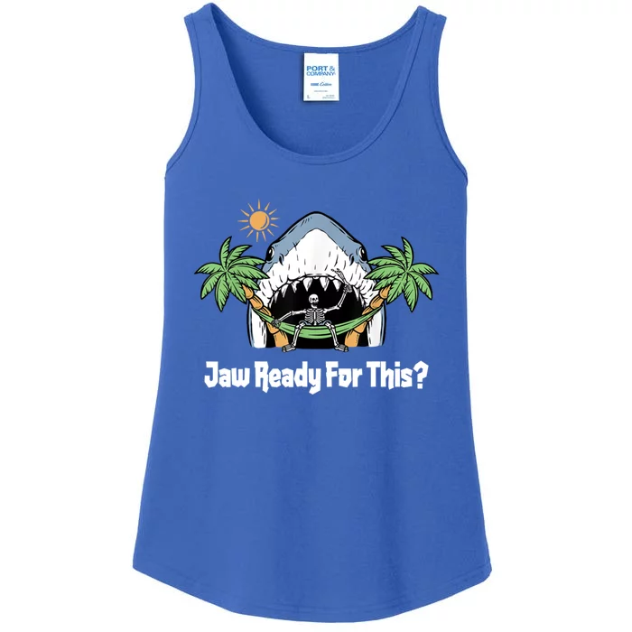 Jaw Ready For This Funny Shark Lover Beach Vacation Ladies Essential Tank