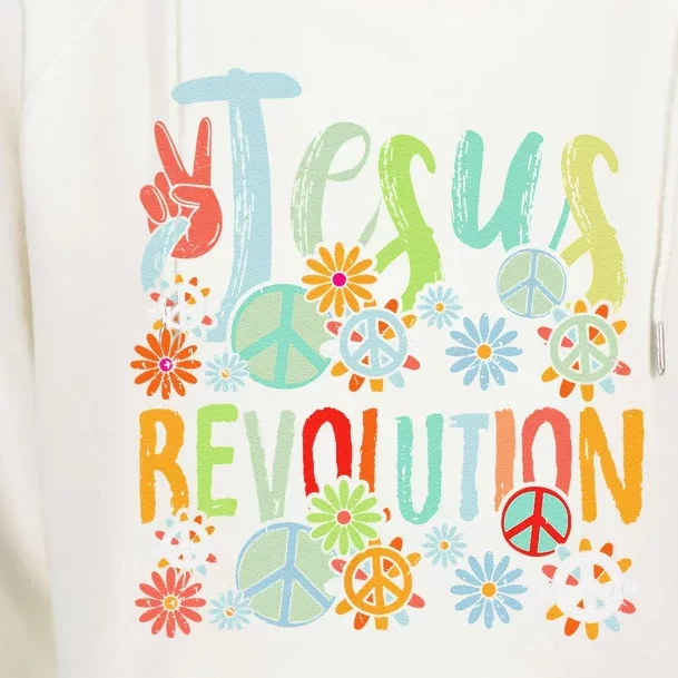 Jesus Revolution Faith Retro Groovy Flower Peace Sign Womens Funnel Neck Pullover Hood