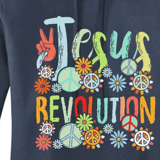 Jesus Revolution Faith Retro Groovy Flower Peace Sign Women's Pullover Hoodie