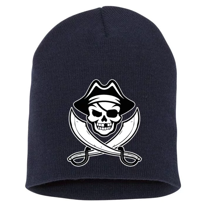 Jolly Roger Gasparilla Pirate Skull With Swords Short Acrylic Beanie