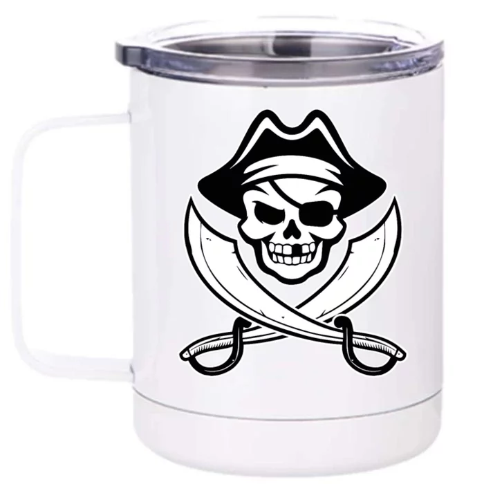 Jolly Roger Gasparilla Pirate Skull With Swords Front & Back 12oz Stainless Steel Tumbler Cup