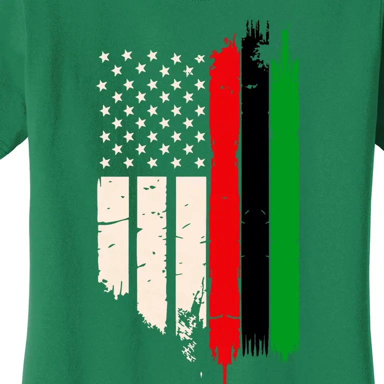 Juneteenth Red Green Black History American African Flag Women's T-Shirt