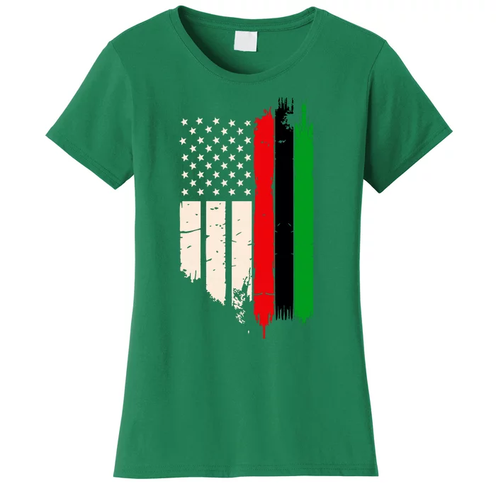 Juneteenth Red Green Black History American African Flag Women's T-Shirt