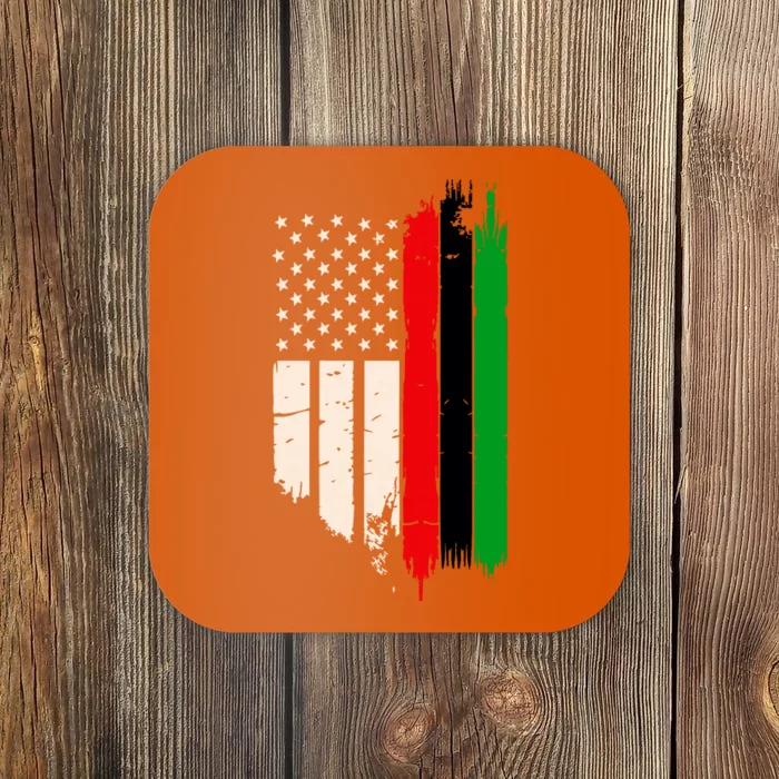 Juneteenth Red Green Black History American African Flag Coaster