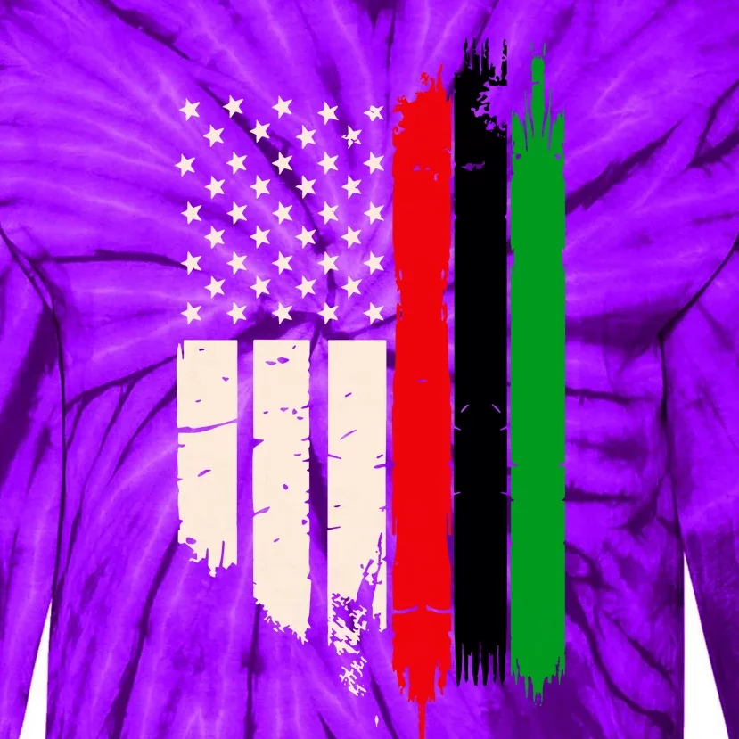 Juneteenth Red Green Black History American African Flag Tie-Dye Long Sleeve Shirt