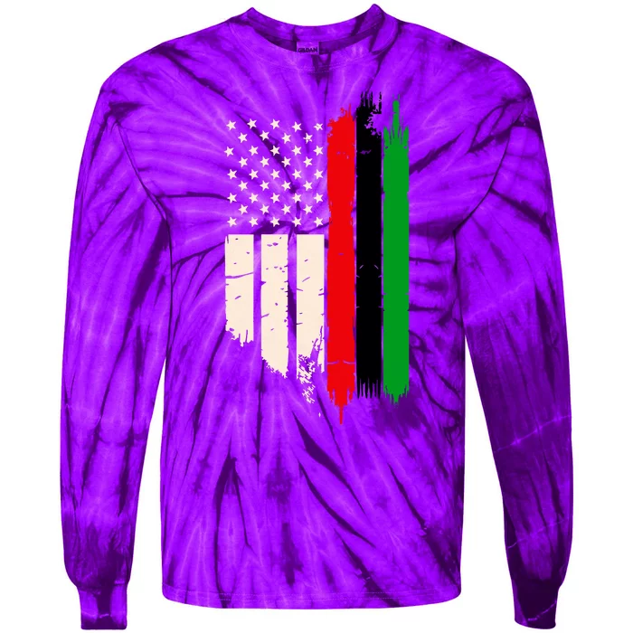 Juneteenth Red Green Black History American African Flag Tie-Dye Long Sleeve Shirt