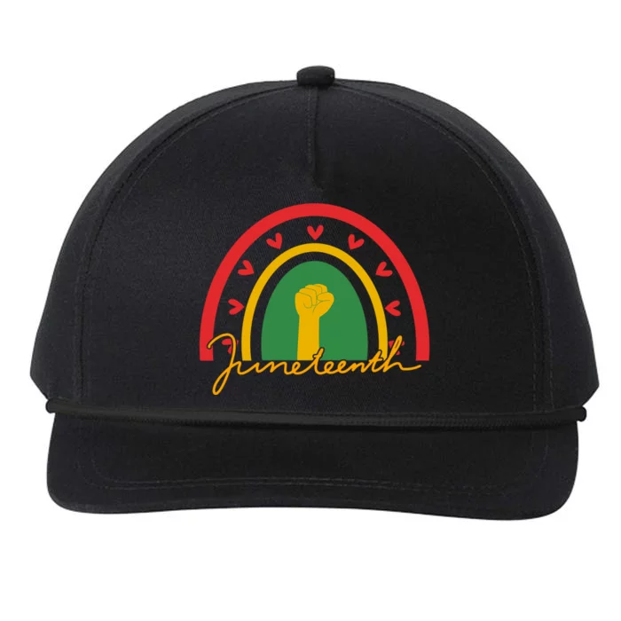 Juneteenth Rainbow Heart Fist Snapback Five-Panel Rope Hat