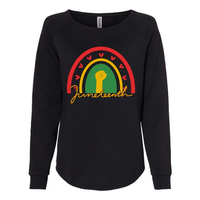 Juneteenth Rainbow Heart Fist Womens California Wash Sweatshirt