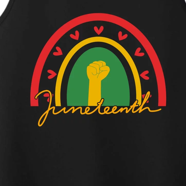 Juneteenth Rainbow Heart Fist Performance Tank