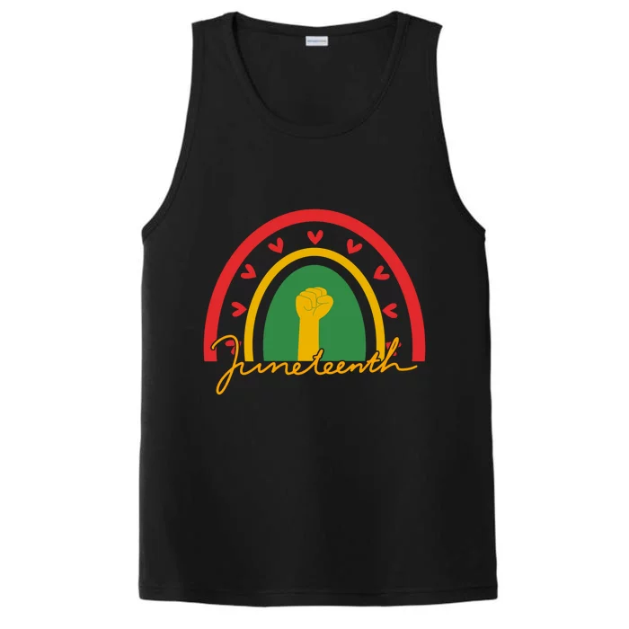 Juneteenth Rainbow Heart Fist Performance Tank