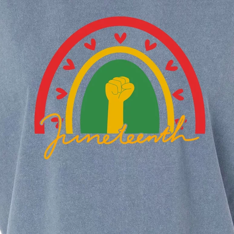 Juneteenth Rainbow Heart Fist Garment-Dyed Women's Muscle Tee