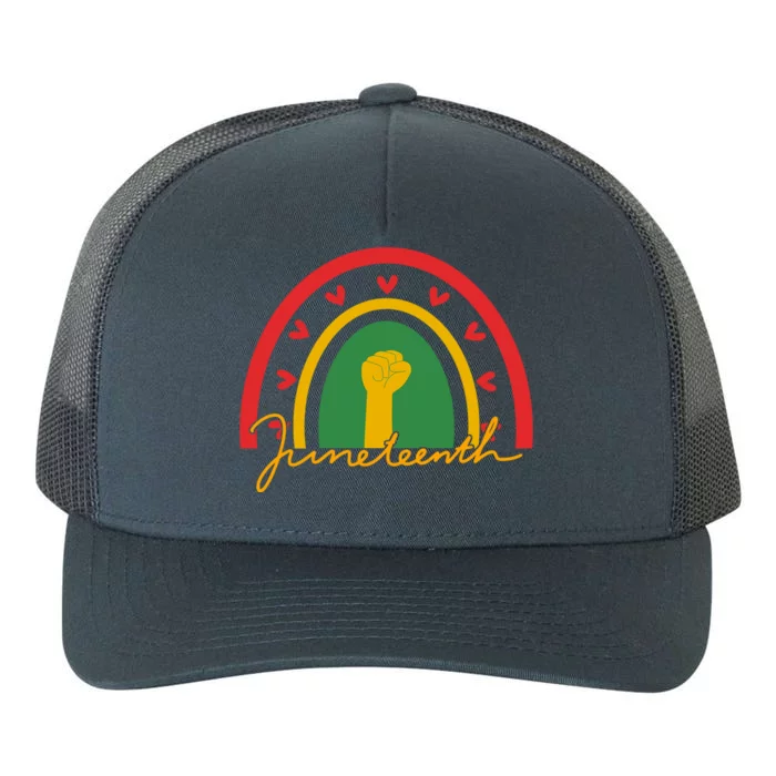 Juneteenth Rainbow Heart Fist Yupoong Adult 5-Panel Trucker Hat