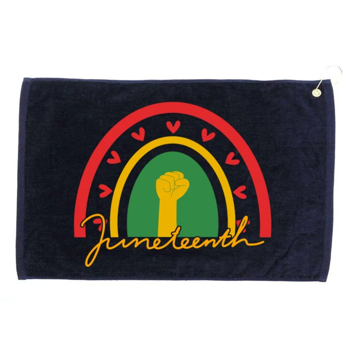 Juneteenth Rainbow Heart Fist Grommeted Golf Towel