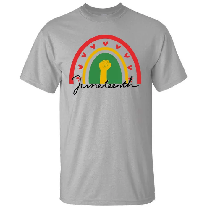 Juneteenth Rainbow Heart Fist Tall T-Shirt