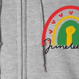 Juneteenth Rainbow Heart Fist Full Zip Hoodie