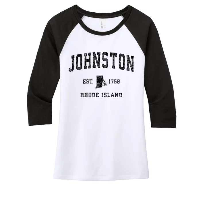 Johnston Rhode Island Ri Vintage Athletic Sports Women's Tri-Blend 3/4-Sleeve Raglan Shirt