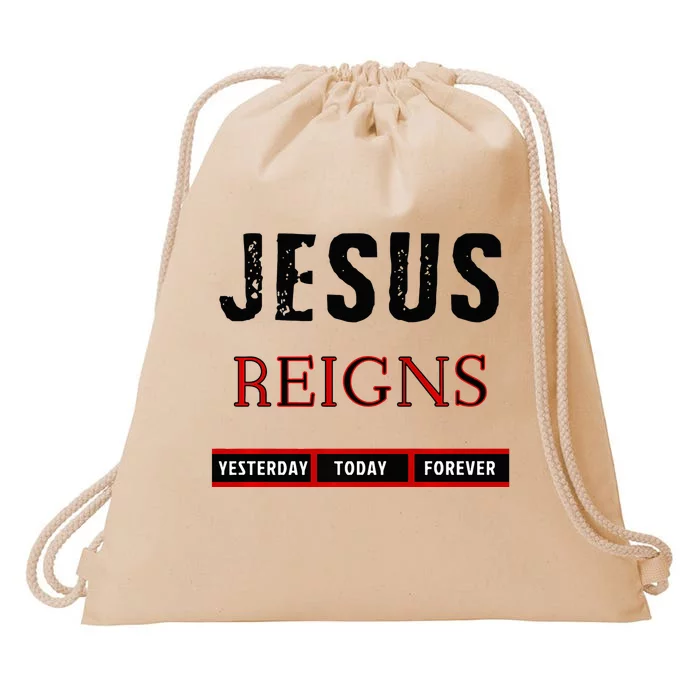 Jesus Reigns Drawstring Bag