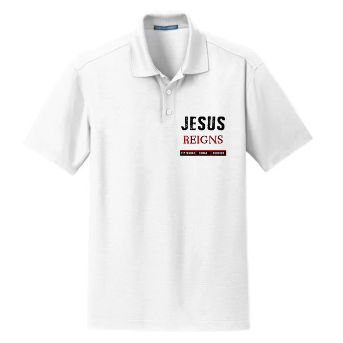 Jesus Reigns Dry Zone Grid Performance Polo