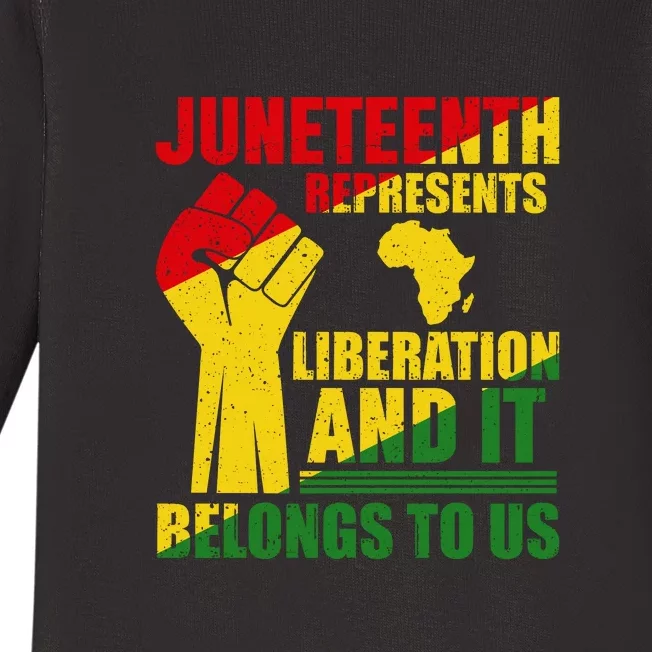 Juneteenth Represents Liberation And It Belongs To Us Gift Baby Long Sleeve Bodysuit