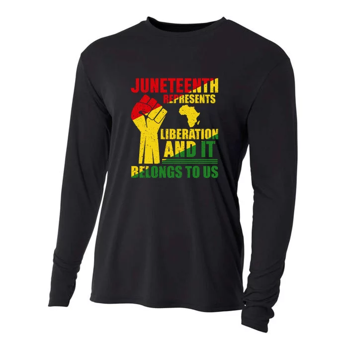 Juneteenth Represents Liberation And It Belongs To Us Gift Cooling Performance Long Sleeve Crew