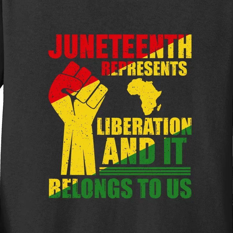 Juneteenth Represents Liberation And It Belongs To Us Gift Kids Long Sleeve Shirt