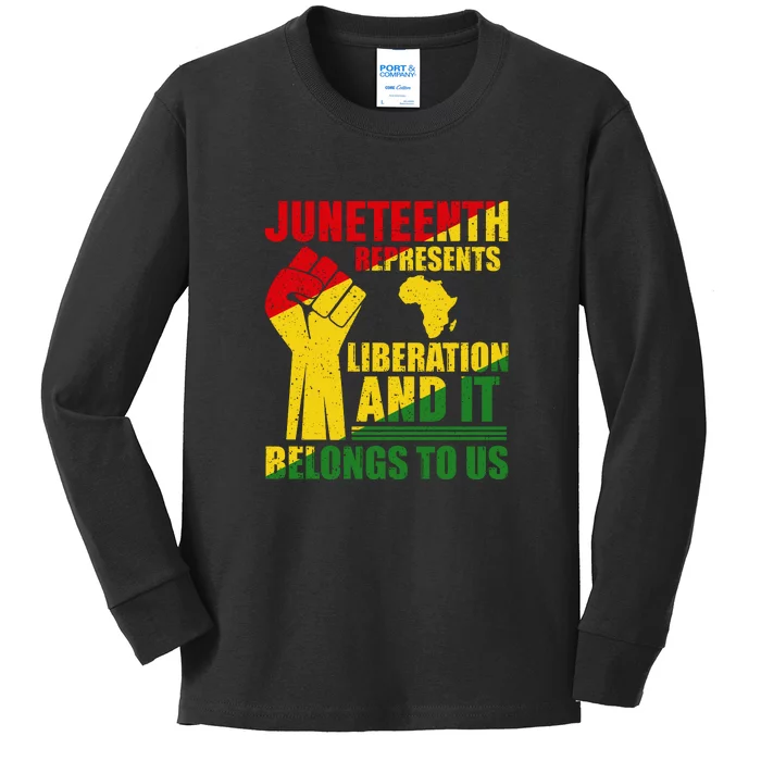 Juneteenth Represents Liberation And It Belongs To Us Gift Kids Long Sleeve Shirt