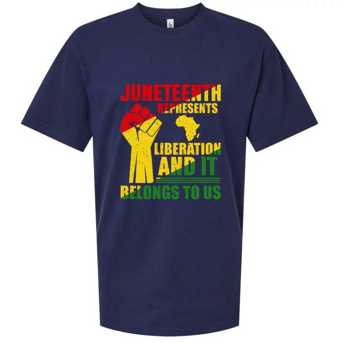 Juneteenth Represents Liberation And It Belongs To Us Gift Sueded Cloud Jersey T-Shirt