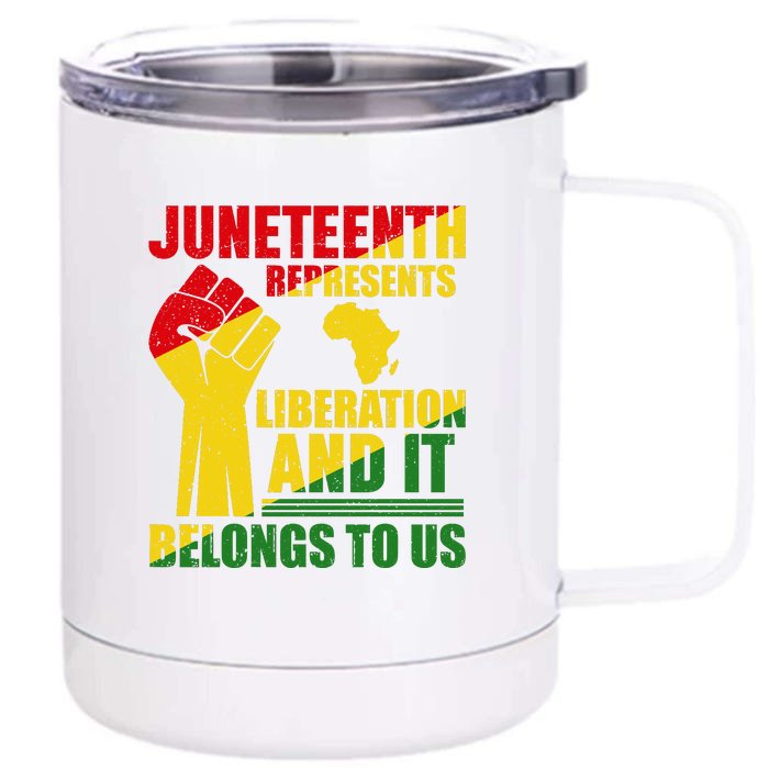 Juneteenth Represents Liberation And It Belongs To Us Gift Front & Back 12oz Stainless Steel Tumbler Cup