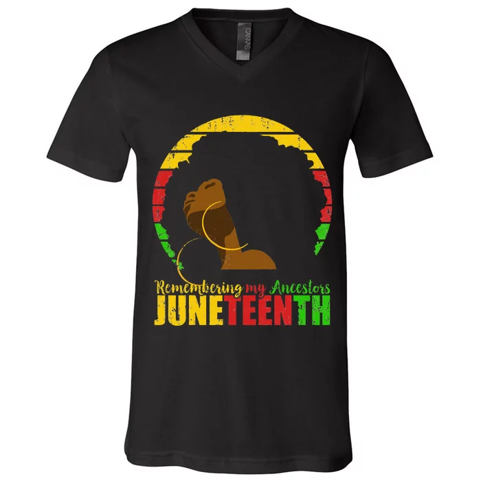 Juneteenth Remembering My Ancestors Black Freedom V-Neck T-Shirt