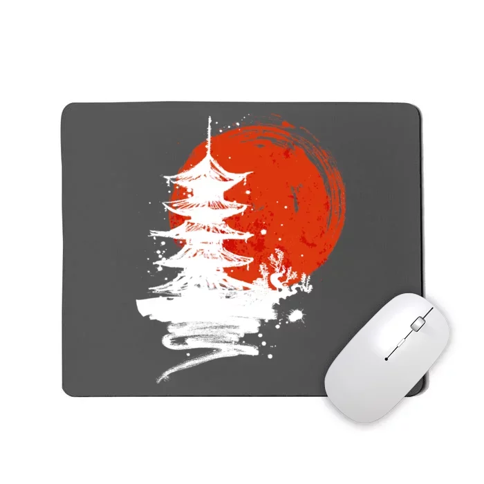 Japanese Red Moon Mousepad