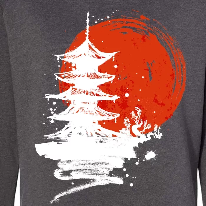 Japanese Red Moon Womens California Wash Sweatshirt