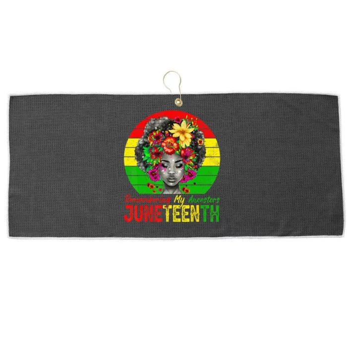 Juneteenth  Remembering My Ancestors Black Large Microfiber Waffle Golf Towel