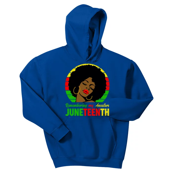 Juneteenth Remembering My Ancestors Black Freedom Day Gift Kids Hoodie