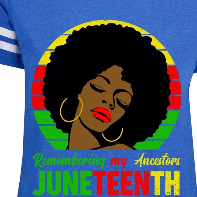 Juneteenth Remembering My Ancestors Black Freedom Day Gift Enza Ladies Jersey Football T-Shirt