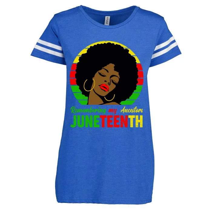 Juneteenth Remembering My Ancestors Black Freedom Day Gift Enza Ladies Jersey Football T-Shirt