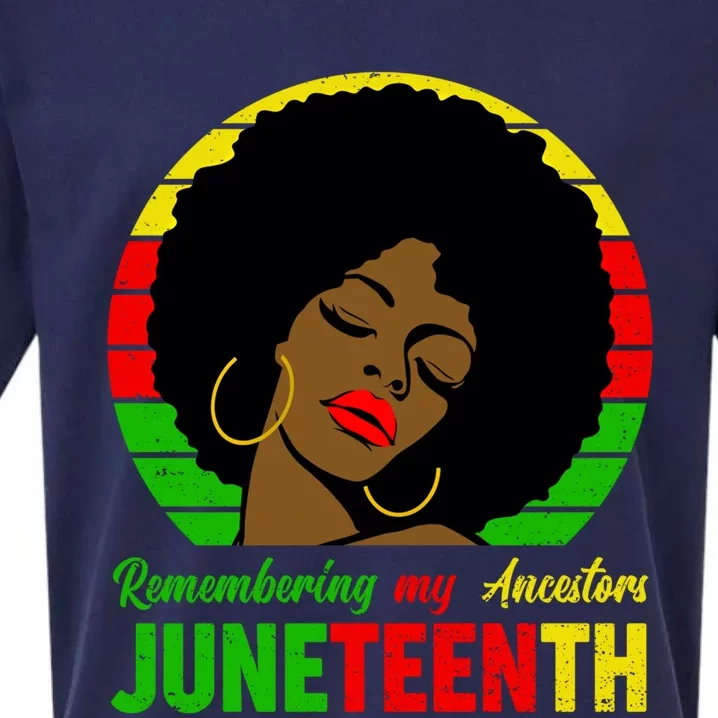 Juneteenth Remembering My Ancestors Black Freedom Day Gift Sueded Cloud Jersey T-Shirt