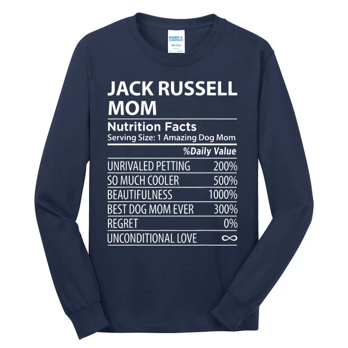 Jack Russell Mom Nutrition Facts Funny Jack Russell Tall Long Sleeve T-Shirt