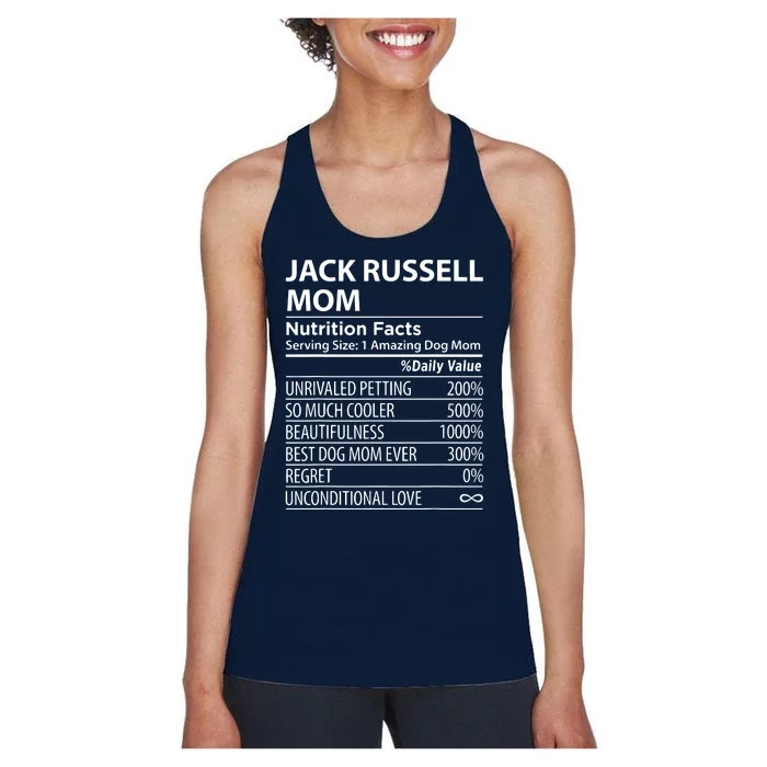 Jack Russell Mom Nutrition Facts Funny Jack Russell Women's Racerback Tank