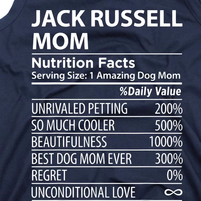 Jack Russell Mom Nutrition Facts Funny Jack Russell Tank Top