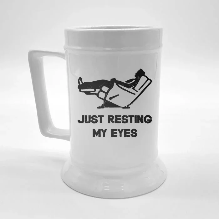 Just Resting My Eyes Recliner Tired Dad Front & Back Beer Stein