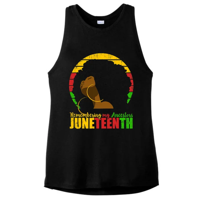 Juneteenth Remembering My Ancestors Black Freedom Ladies Tri-Blend Wicking Tank