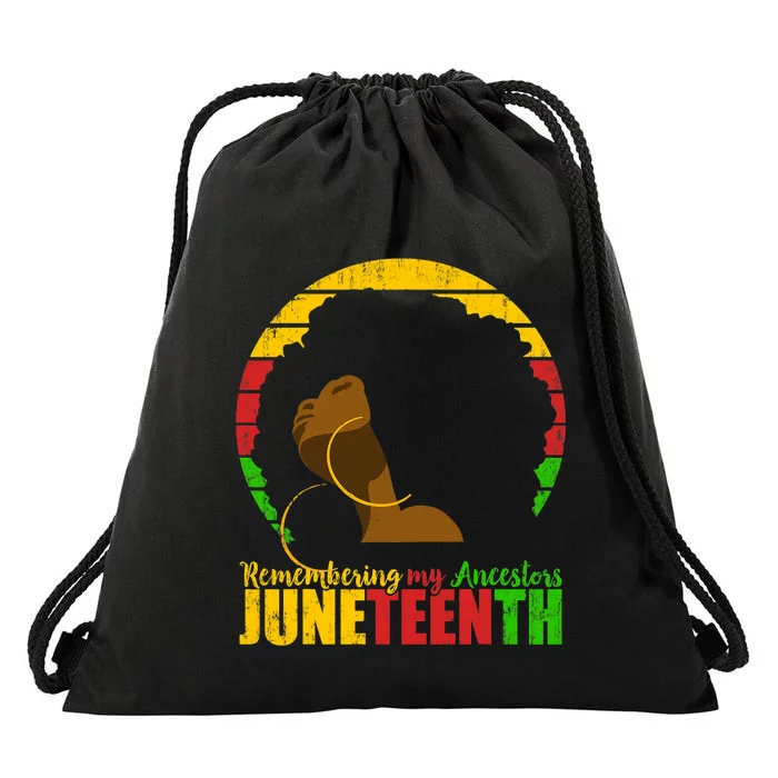 Juneteenth Remembering My Ancestors Black Freedom Drawstring Bag